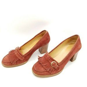 A.P.C. Suede Block Heels Platform Shoes Fringe